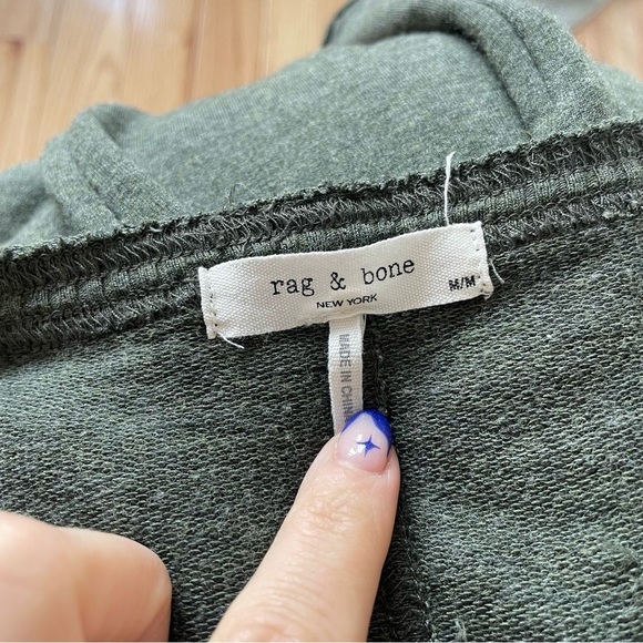 Rag & Bone Surplus Heather Army Green V-Neck Pullover Cotton Sweater EUC Size M - Picture 7 of 10